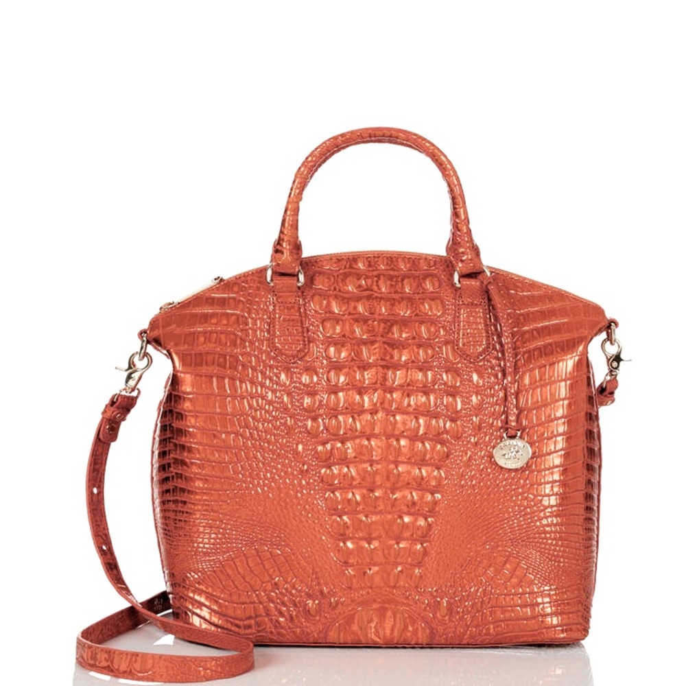 Gently Used Croc Pattern Coral Satchel with Strap.